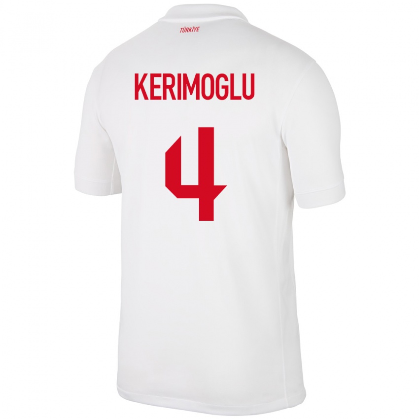 Criança Camisola Turquia Zeynap Kerimoğlu #4 Branco Principal 24-26 Camisa