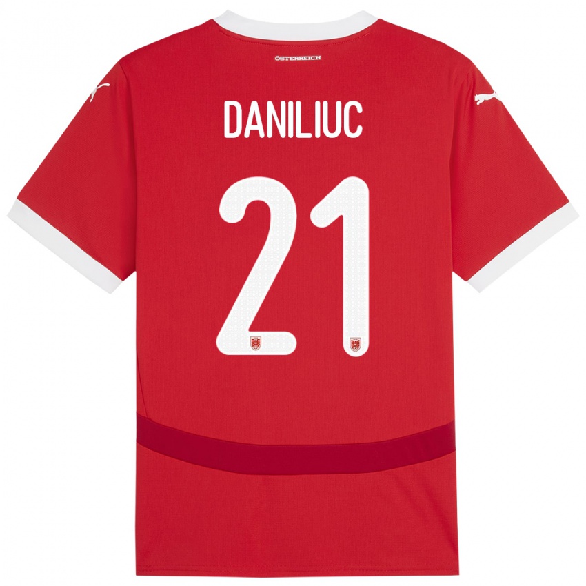 Criança Camisola Áustria Flavius Daniliuc #21 Vermelho Principal 24-26 Camisa