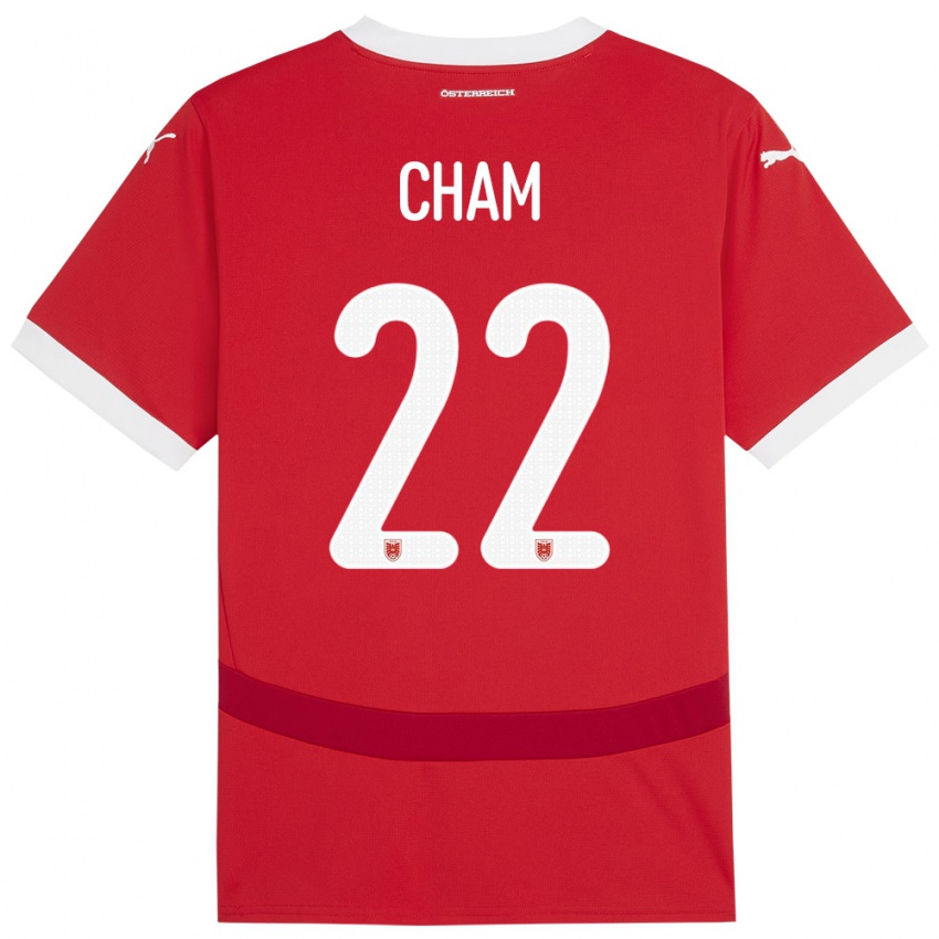 Criança Camisola Áustria Muhammed Cham #22 Vermelho Principal 24-26 Camisa