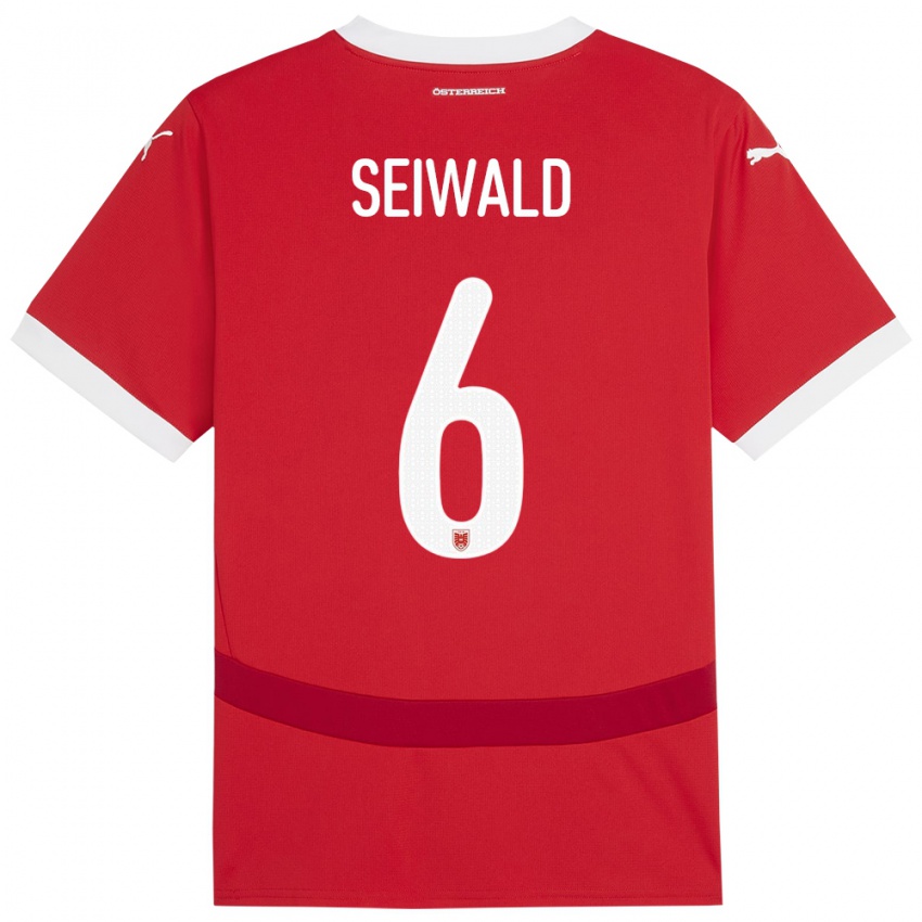 Criança Camisola Áustria Nicolas Seiwald #6 Vermelho Principal 24-26 Camisa