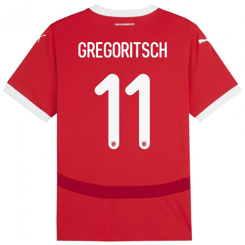Criança Camisola Áustria Michael Gregoritsch #11 Vermelho Principal 24-26 Camisa
