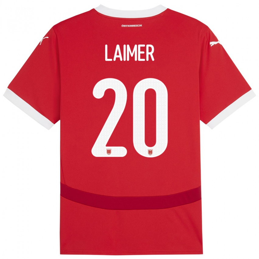 Criança Camisola Áustria Konrad Laimer #20 Vermelho Principal 24-26 Camisa