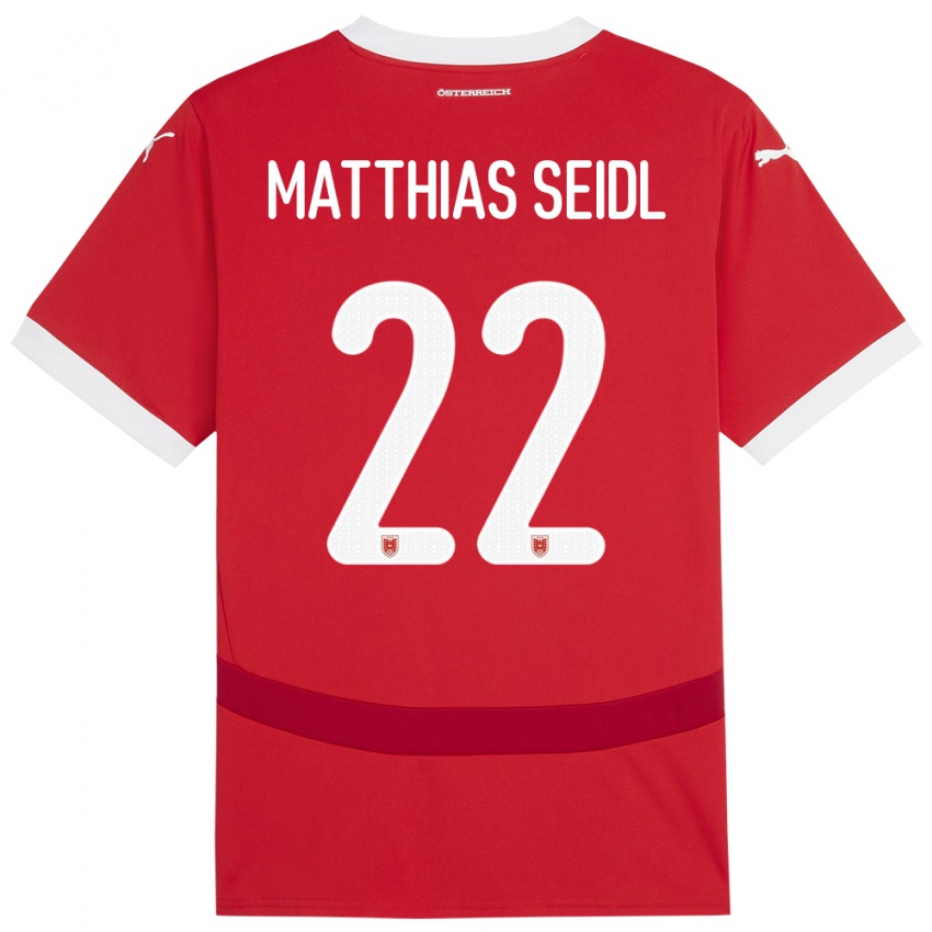 Criança Camisola Áustria Matthias Seidl #22 Vermelho Principal 24-26 Camisa