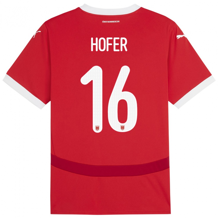Criança Camisola Áustria Raphael Hofer #16 Vermelho Principal 24-26 Camisa