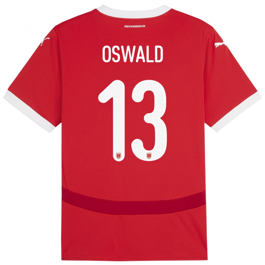 Criança Camisola Áustria Moritz Oswald #13 Vermelho Principal 24-26 Camisa