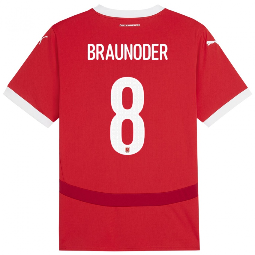 Criança Camisola Áustria Matthias Braunöder #8 Vermelho Principal 24-26 Camisa