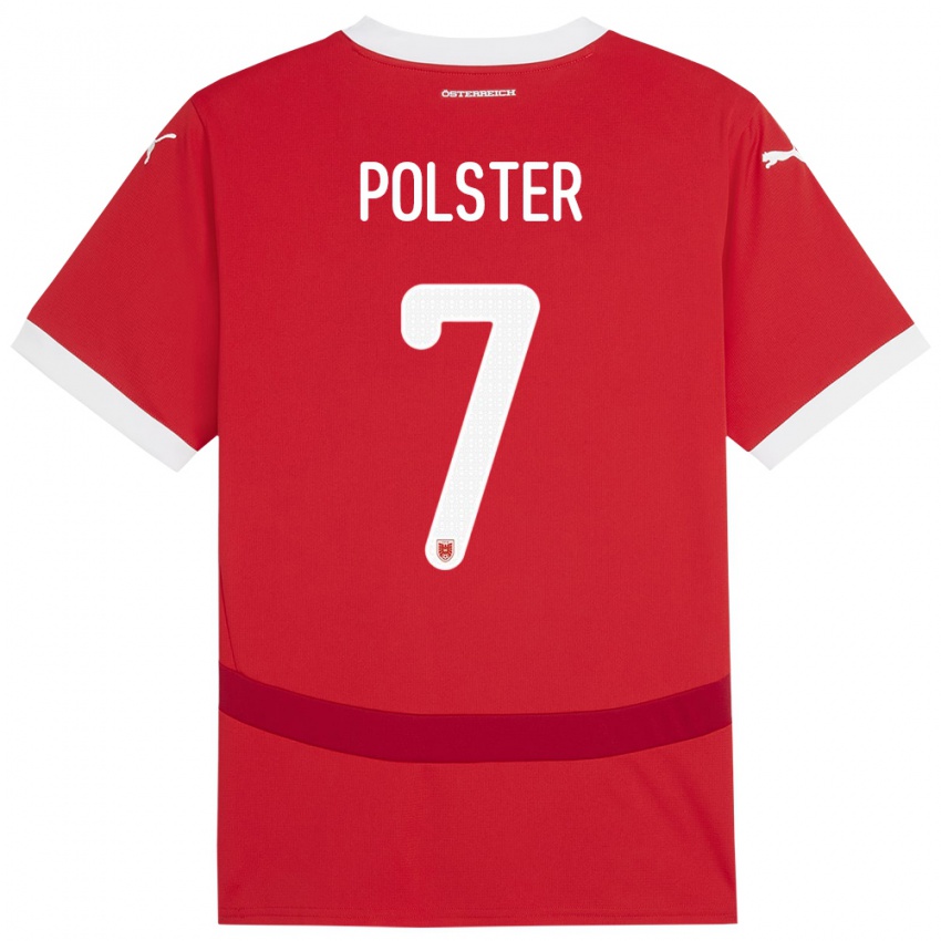 Criança Camisola Áustria Manuel Polster #7 Vermelho Principal 24-26 Camisa