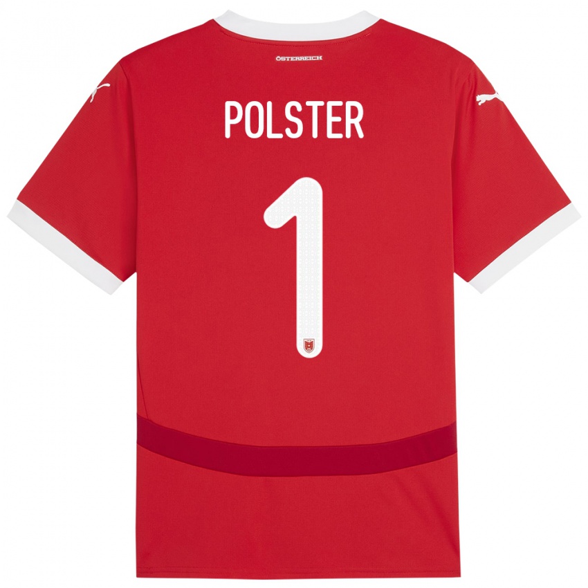 Criança Camisola Áustria Nikolas Polster #1 Vermelho Principal 24-26 Camisa