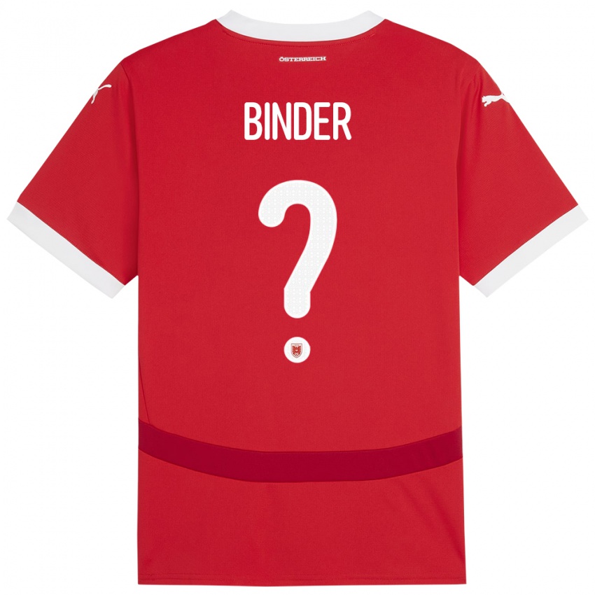 Criança Camisola Áustria Nicolas Binder #0 Vermelho Principal 24-26 Camisa