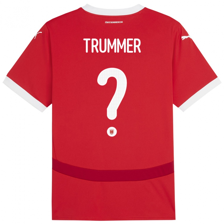 Criança Camisola Áustria Tim Trummer #0 Vermelho Principal 24-26 Camisa