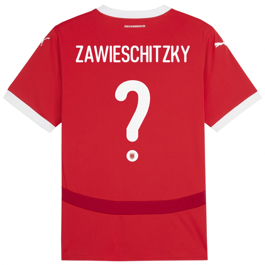 Criança Camisola Áustria Christian Zawieschitzky #0 Vermelho Principal 24-26 Camisa