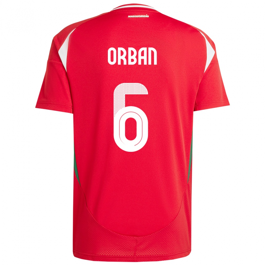 Criança Camisola Hungria Willi Orbán #6 Vermelho Principal 24-26 Camisa