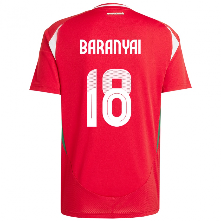 Criança Camisola Hungria Nimród Baranyai #18 Vermelho Principal 24-26 Camisa