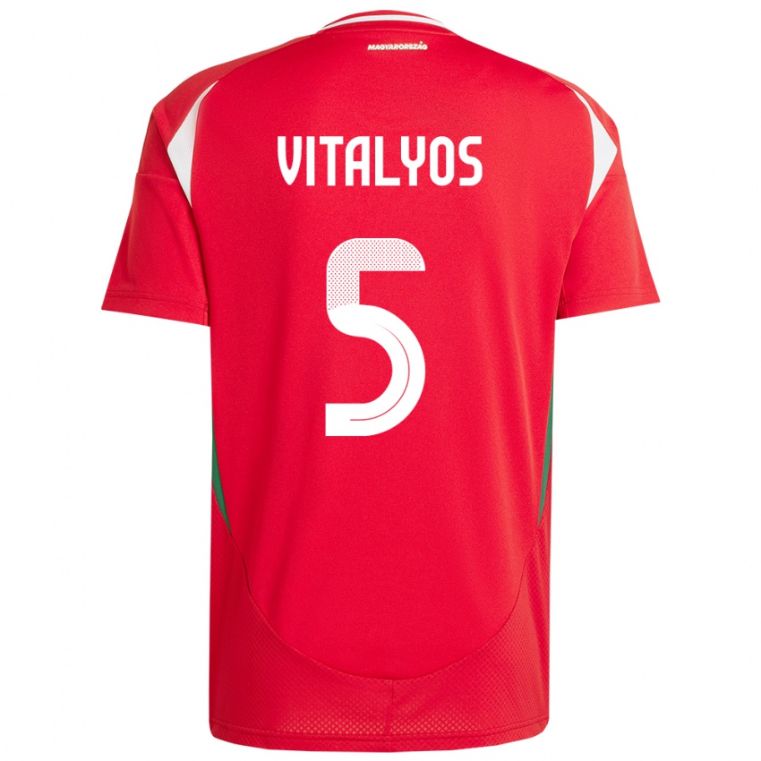 Criança Camisola Hungria Viktor Vitályos #5 Vermelho Principal 24-26 Camisa