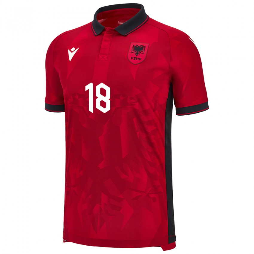 Criança Camisola Albânia Klea Hamonikaj #18 Vermelho Principal 24-26 Camisa