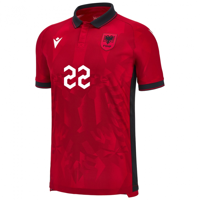 Criança Camisola Albânia Ysni Ismaili #22 Vermelho Principal 24-26 Camisa