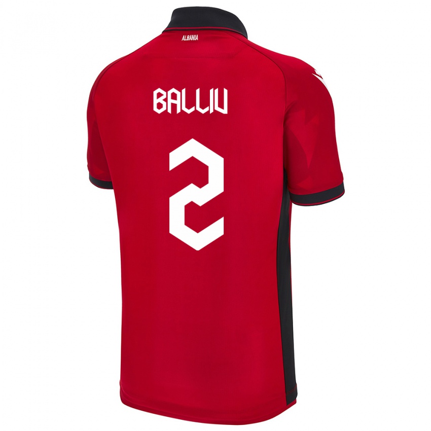 Criança Camisola Albânia Iván Balliu #2 Vermelho Principal 24-26 Camisa