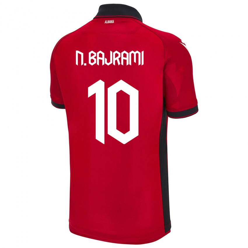 Criança Camisola Albânia Nedim Bajrami #10 Vermelho Principal 24-26 Camisa