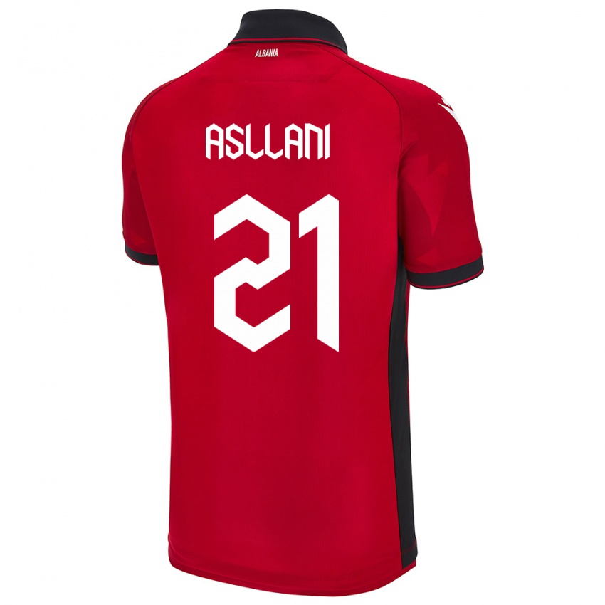 Criança Camisola Albânia Kristjan Asllani #21 Vermelho Principal 24-26 Camisa