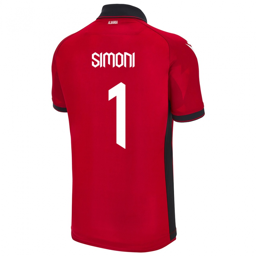 Criança Camisola Albânia Simon Simoni #1 Vermelho Principal 24-26 Camisa