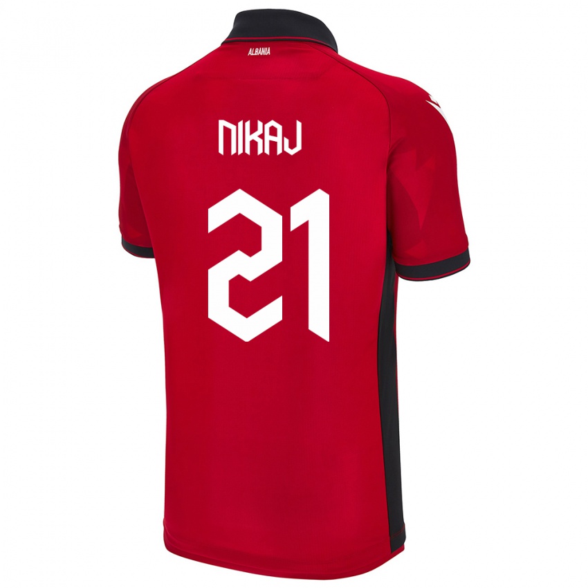 Criança Camisola Albânia Ardit Nikaj #21 Vermelho Principal 24-26 Camisa