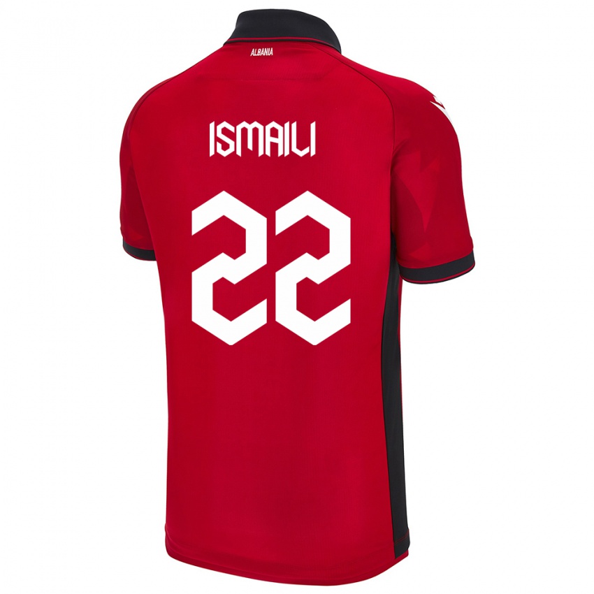 Criança Camisola Albânia Ysni Ismaili #22 Vermelho Principal 24-26 Camisa