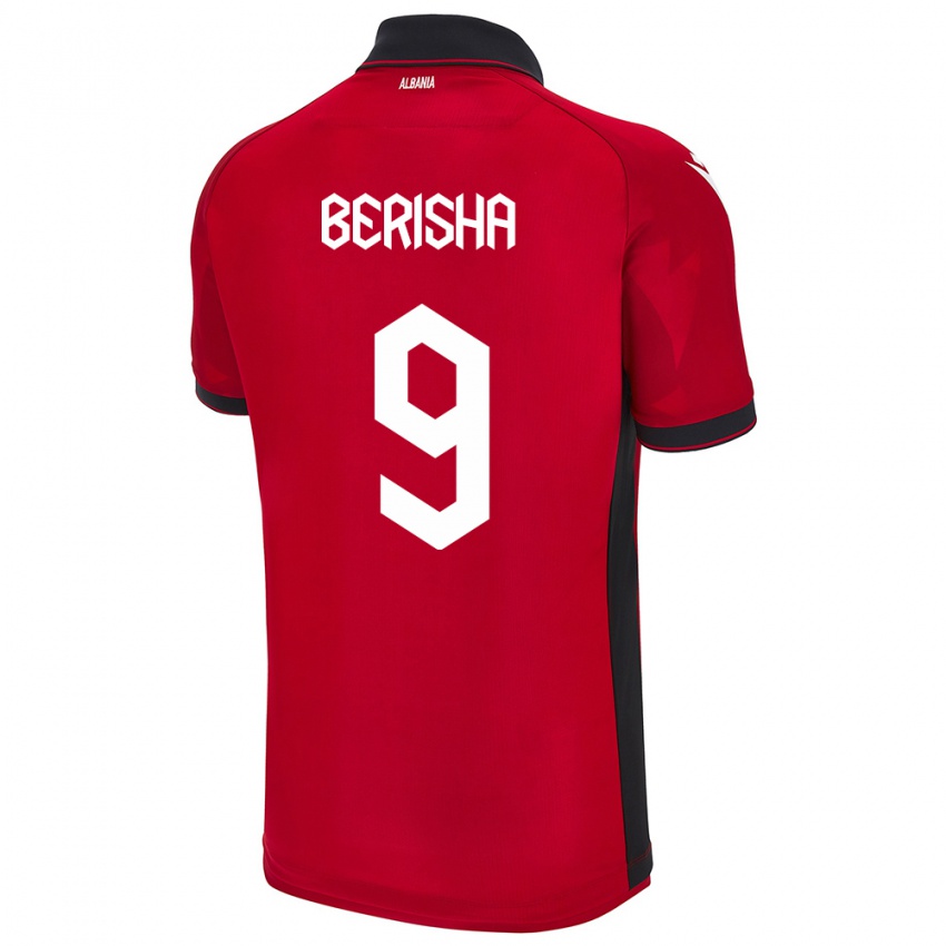 Criança Camisola Albânia Fortesa Berisha #9 Vermelho Principal 24-26 Camisa