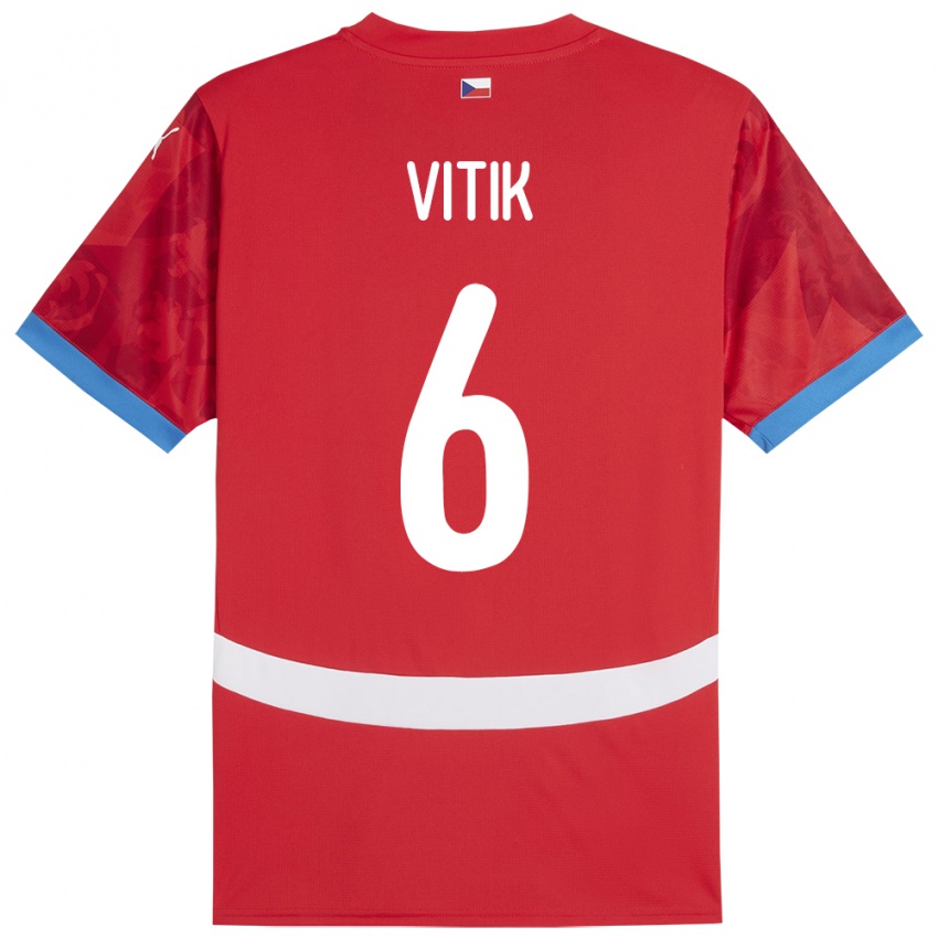 Criança Camisola República Checa Martin Vitík #6 Vermelho Principal 24-26 Camisa