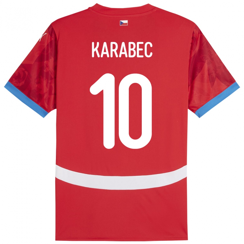 Criança Camisola República Checa Adam Karabec #10 Vermelho Principal 24-26 Camisa