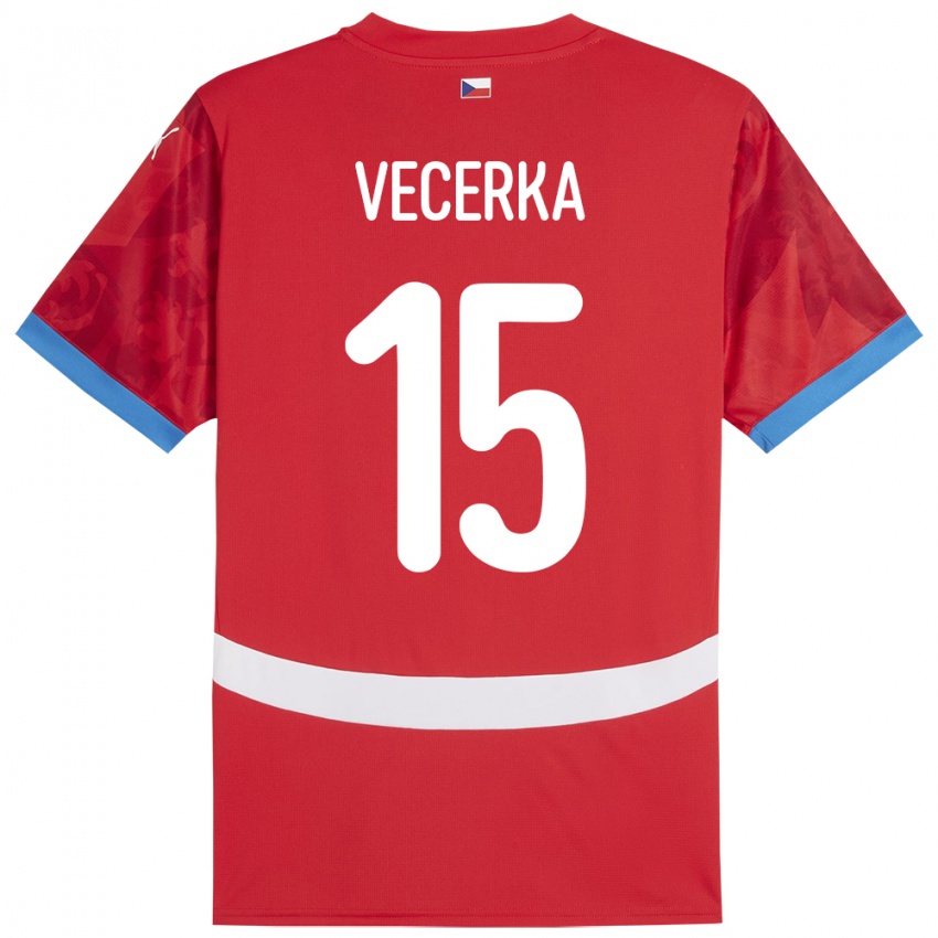 Criança Camisola República Checa Dalibor Vecerka #15 Vermelho Principal 24-26 Camisa