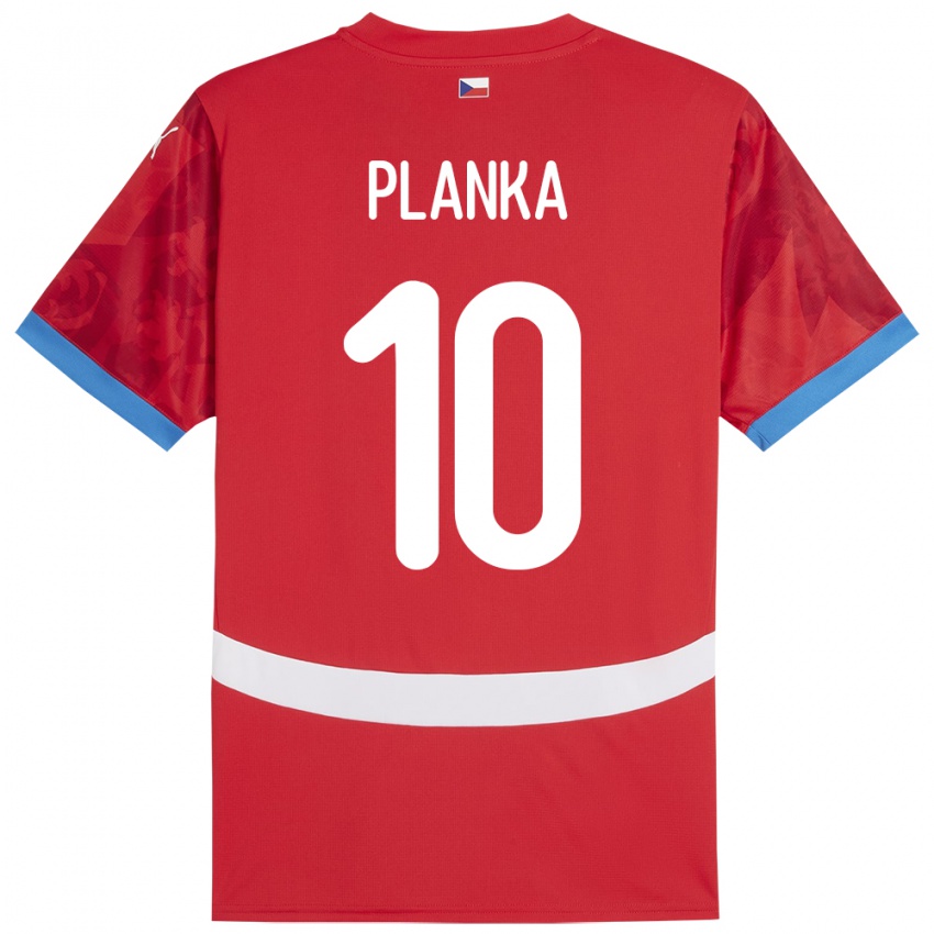 Criança Camisola República Checa David Planka #10 Vermelho Principal 24-26 Camisa