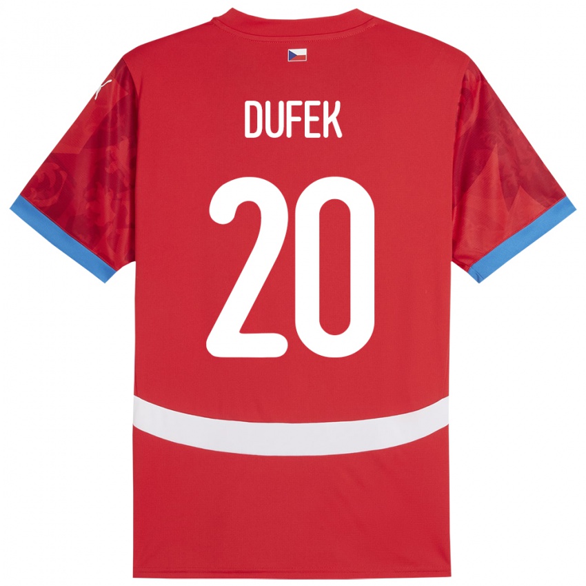 Criança Camisola República Checa Jakub Dufek #20 Vermelho Principal 24-26 Camisa