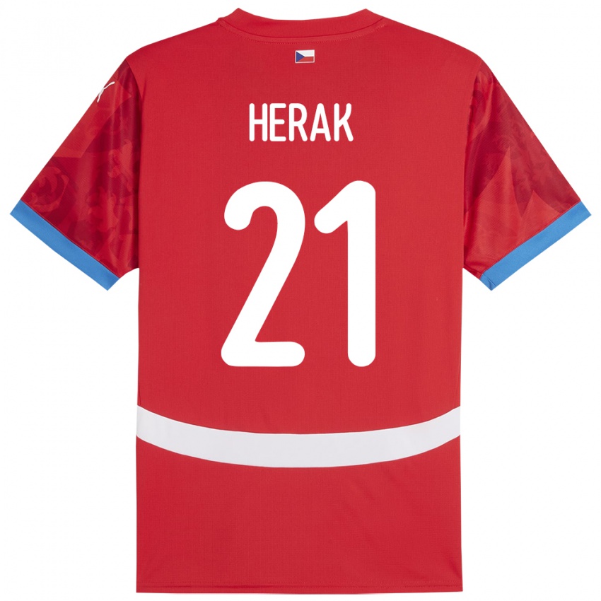 Criança Camisola República Checa Frantisek Herak #21 Vermelho Principal 24-26 Camisa