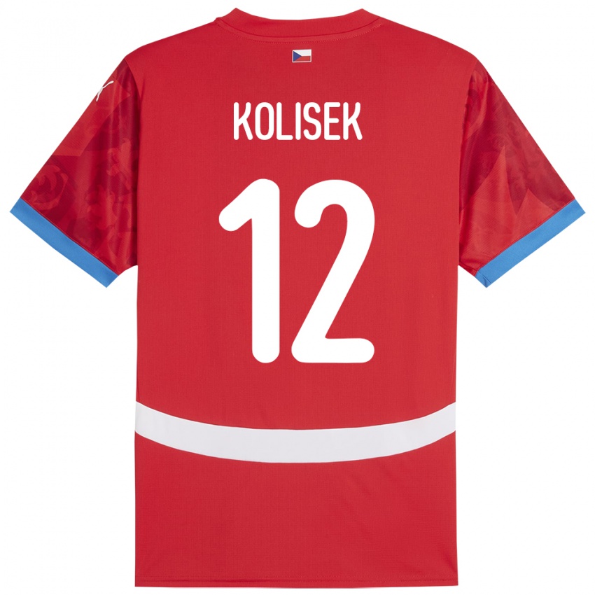 Criança Camisola República Checa Jakub Kolisek #12 Vermelho Principal 24-26 Camisa