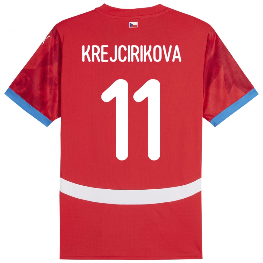 Criança Camisola República Checa Tereza Krejčiříková #11 Vermelho Principal 24-26 Camisa