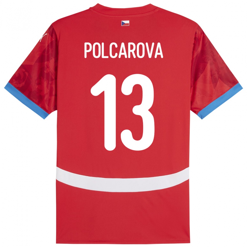 Criança Camisola República Checa Barbora Polcarová #13 Vermelho Principal 24-26 Camisa