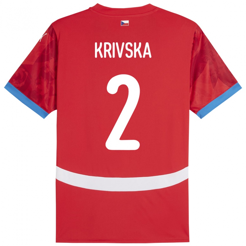 Criança Camisola República Checa Karolína Křivská #2 Vermelho Principal 24-26 Camisa