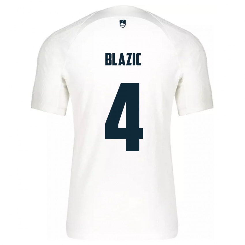 Criança Camisola Eslovênia Miha Blazic #4 Branco Principal 24-26 Camisa