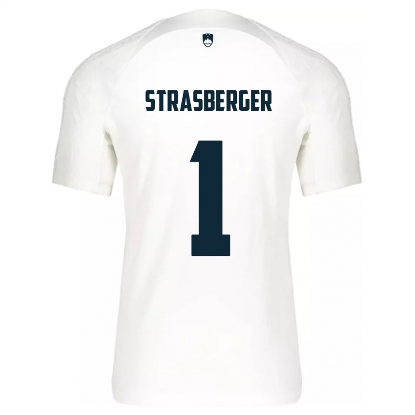 Criança Camisola Eslovênia Tim Strasberger #1 Branco Principal 24-26 Camisa