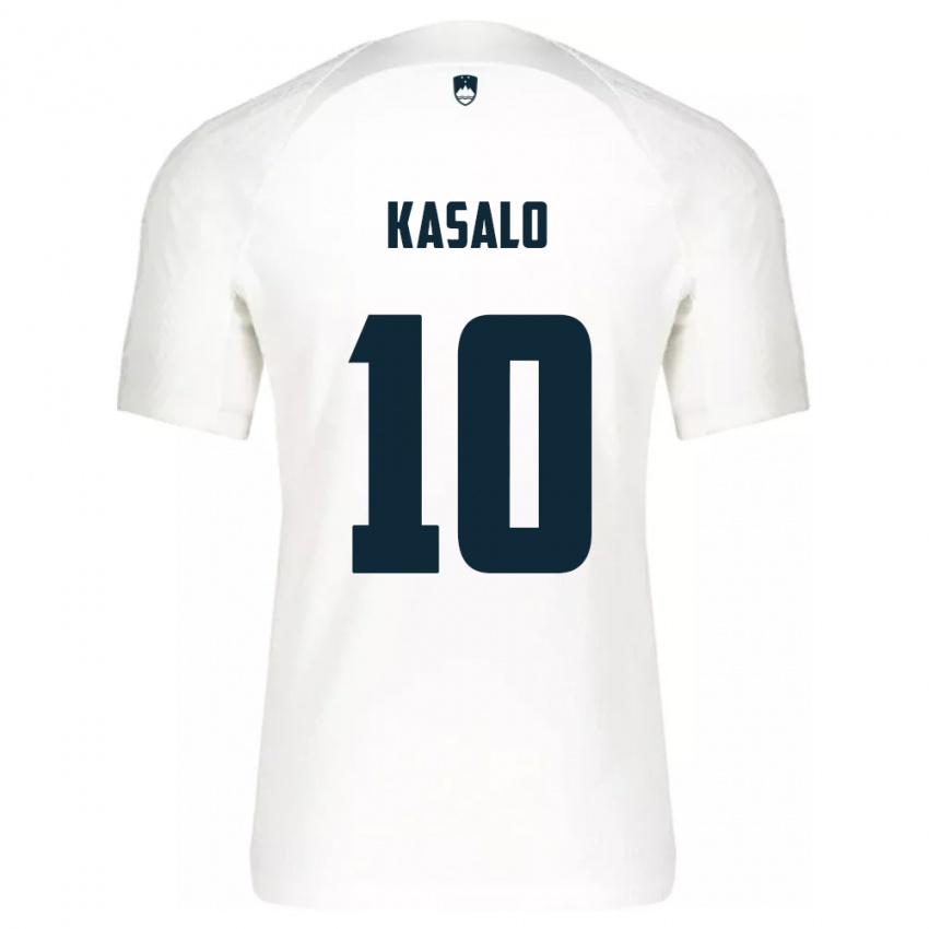 Criança Camisola Eslovênia Niko Kasalo #10 Branco Principal 24-26 Camisa