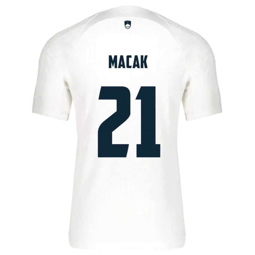 Criança Camisola Eslovênia Lucas Macak #21 Branco Principal 24-26 Camisa