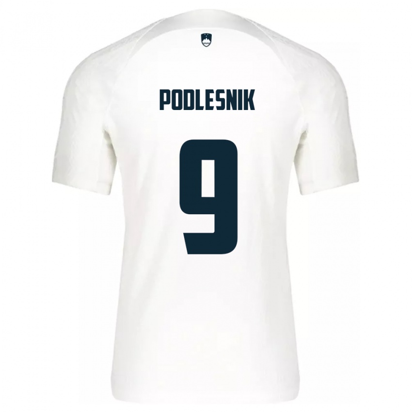 Criança Camisola Eslovênia Nik Podlesnik #9 Branco Principal 24-26 Camisa