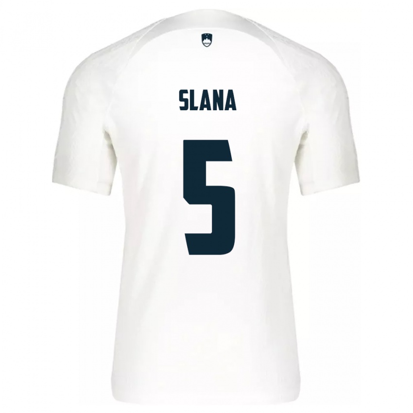 Criança Camisola Eslovênia Filip Slana #5 Branco Principal 24-26 Camisa