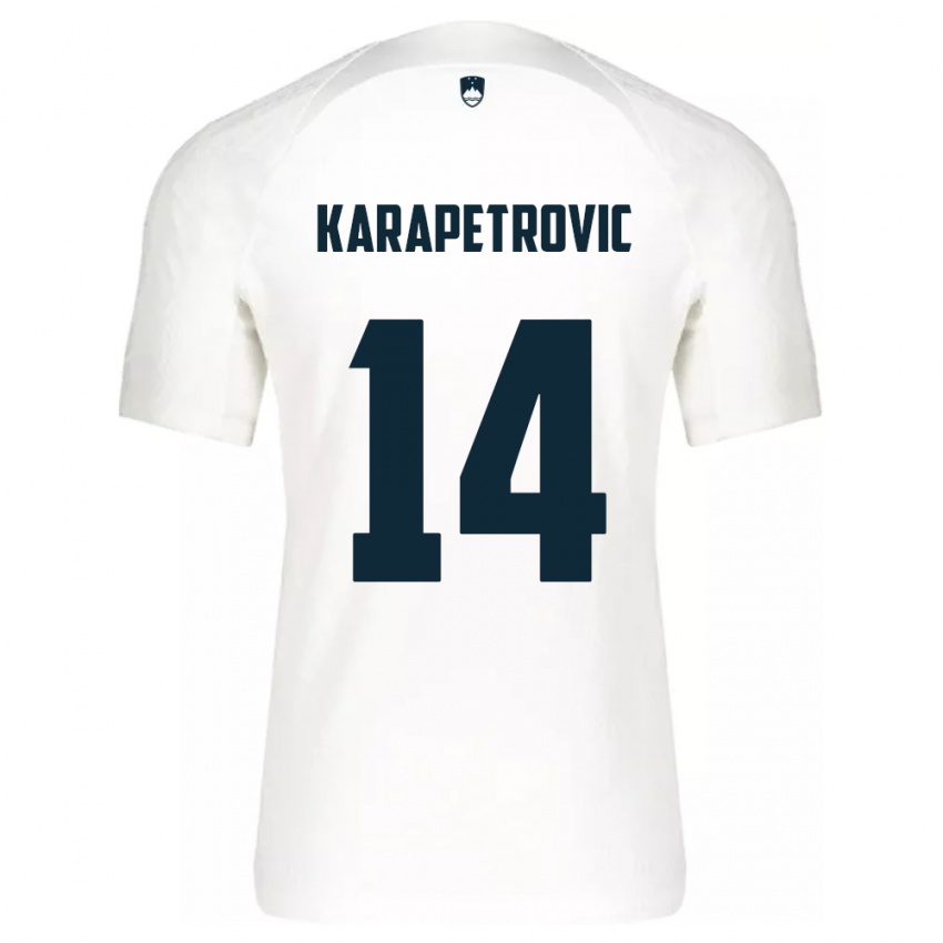 Criança Camisola Eslovênia Luka Karapetrovic #14 Branco Principal 24-26 Camisa