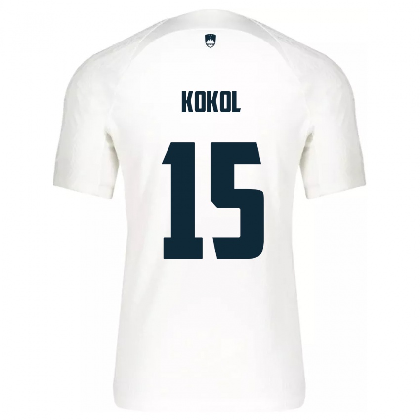 Criança Camisola Eslovênia Luka Kokol #15 Branco Principal 24-26 Camisa