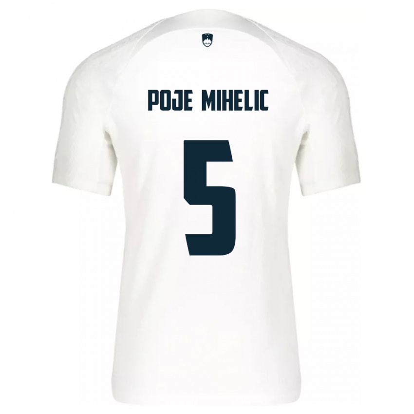 Criança Camisola Eslovênia Naja Poje Mihelič #5 Branco Principal 24-26 Camisa