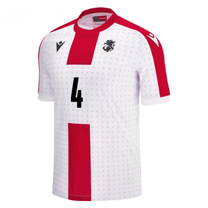 Criança Camisola Geórgia Nino Chkhartishvili #4 Branco Principal 24-26 Camisa