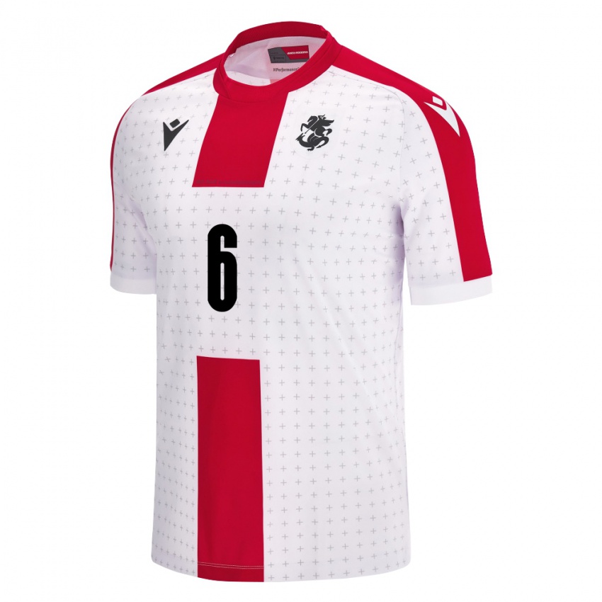 Criança Camisola Geórgia Giorgi Kochorashvili #6 Branco Principal 24-26 Camisa