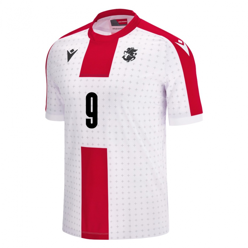 Criança Camisola Geórgia Zuriko Davitashvili #9 Branco Principal 24-26 Camisa