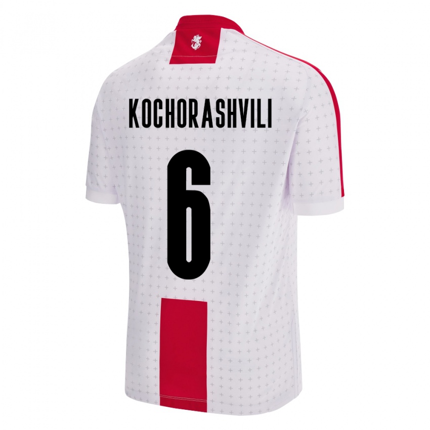 Criança Camisola Geórgia Giorgi Kochorashvili #6 Branco Principal 24-26 Camisa